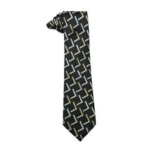 Joseph & Feiss Silk Tie Black Gold Silver Print